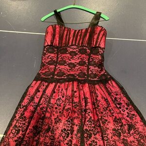 Taboo Red and Black Lace Mini Dress